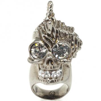 Pre Owned Alexander McQueen Punk Shell Skull Ring Size 51
