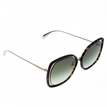 Pre Owned Alexander McQueen Brown/Green Tortoise Gradient AM0151 Sunglasses