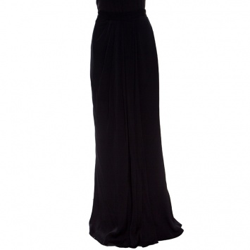 Pre Owned Alexander McQueen Black Draped Maxi Skirt L