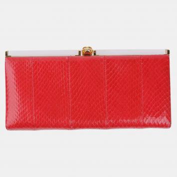 Pre Owned Alexander McQueen Snakeskin Print Leather Medium Clutch Bag