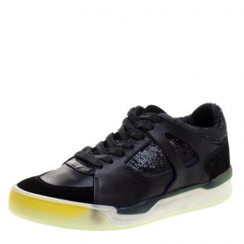 Pre Owned Alexander McQueen for Puma Black Leather Move Femme Lace Up Sneakers Size 38