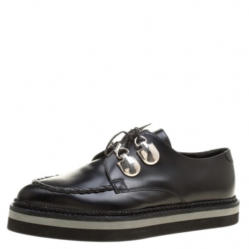 Pre Owned Alexander McQueen Black Leather Lace Up Creepers Size 38