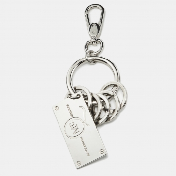 Alexander McQueen Silver Tone Metal Logo Plaque Key Chain