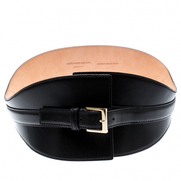 Pre Owned Alexander McQueen Black Leather Corset Belt Size 80 CM
