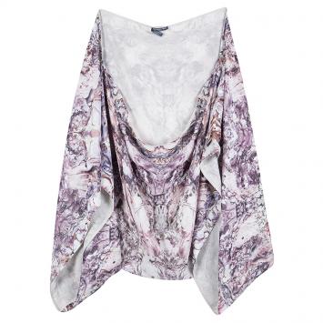 Pre Owned Alexander McQueen Multicolor Printed Silk Oversized Draped Shrug (Free Size)