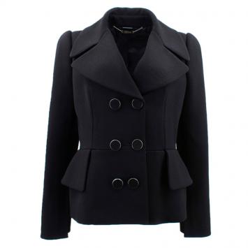 Pre Owned Alexander McQueen Black Wool Peplum Jacket L