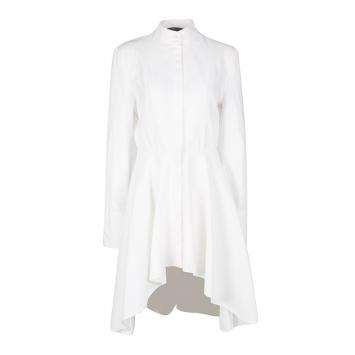 Pre Owned Alexander McQueen White Textured Cotton High Low Shirt Dress M