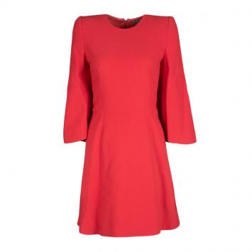 Pre Owned Alexander McQueen Red Knit Kimono Sleeve Dress S