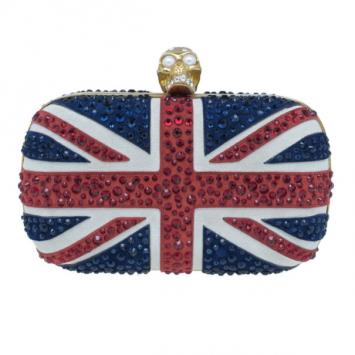 Pre Owned Alexander McQueen Crystal Embellished Brit Flag Clutch