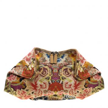 Pre Owned Alexander McQueen Multicolor Floral Print Satin Medium De Manta Clutch