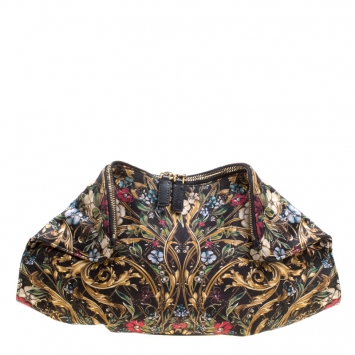 Pre Owned Alexander McQueen Multicolor Printed Fabric Medium De Manta Clutch