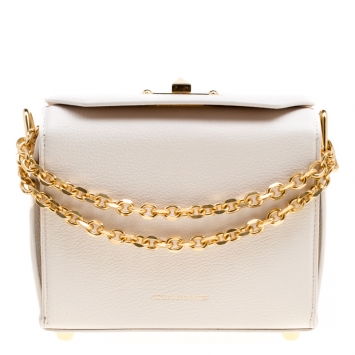 Pre Owned Alexander McQueen Off White Leather Box 19 Shoulder Bag 