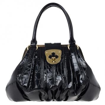 مملوكة مسبقًا Alexander McQueen Black Patent Elvie Leather Bag