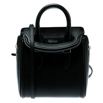 Pre Owned Alexander McQueen Black Leather Mini Heroine Bag