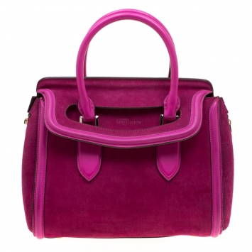 Pre Owned Alexander McQueen Pink Suede and Leather Heroine Tote