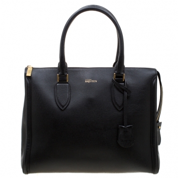 Pre Owned Alexander McQueen Black Leather Heroine Open Tote