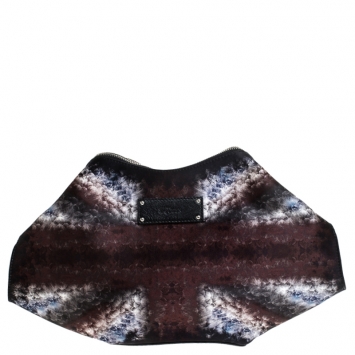 Pre Owned Alexander McQueen Multicolor Satin and Leather Medium De Manta Clutch