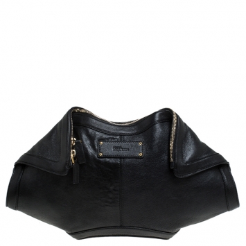 Pre Owned Alexander McQueen Black Leather Medium De Manta Clutch