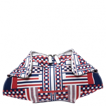 Pre Owned Alexander McQueen Blue/Red Satin Medium De Manta Clutch