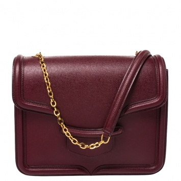 Pre Owned Alexander McQueen Burgundy Leather Lucite Heroine Shoulder Bag