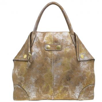 Pre Owned Alexander McQueen Metallic Brown Leather De Manta Tote Bag