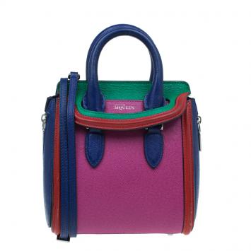 Pre Owned Alexander McQueen Multicolor Grain Leather Mini Heroine Shoulder Bag