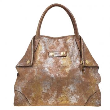 مملوكة مسبقًا Alexander McQueen Metallic Brown Leather De Manta Tote Bag