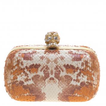 Pre Owned Alexander Mcqueen Multicolor Python Skull Box Clutch