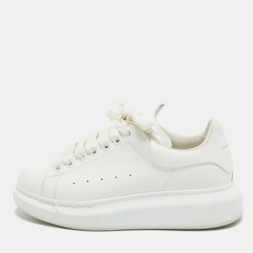Pre Owned Alexander McQueen Off White Leather Larry Sneakers Size 37.5