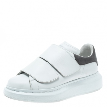 Pre Owned Alexander McQueen White Leather Oversized Velcro Strap Sneakers Size 36