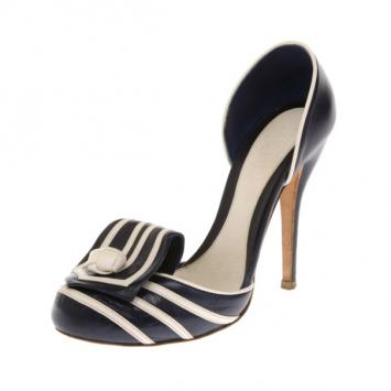 Pre Owned Alexander McQueen Blue Leather Knotted D'orsay Pumps Size 37