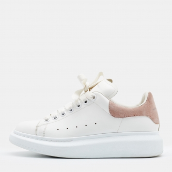 Pre Owned Alexander McQueen White Leather Oversized Low Top Sneakers Size 39