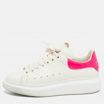 Pre Owned Alexander McQueen White/Pink Leather Oversized Sneakers Size 40