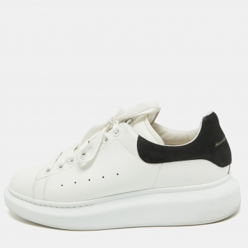 Pre Owned Alexander McQueen White Leather Larry Low Top Sneakers Size 40