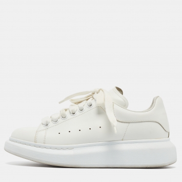Pre Owned Alexander McQueen White Leather Oversized Sneakers Size 38.5