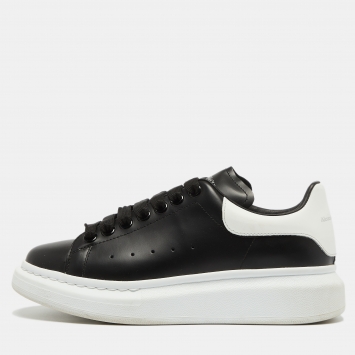 Pre Owned Alexander McQueen Black/White Leather Oversized  Sneakers Size 37.5