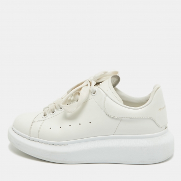 Pre Owned Alexander McQueen Off White Leather Larry Sneakers Size 37.5