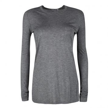 Pre Owned T by Alexander Wang Grey Melange Jersey Long Sleeve T-Shirt XS