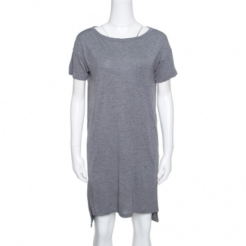Pre Owned T by Alexander Wang Grey Cotton Short Sleeve T-Shirt Dress S