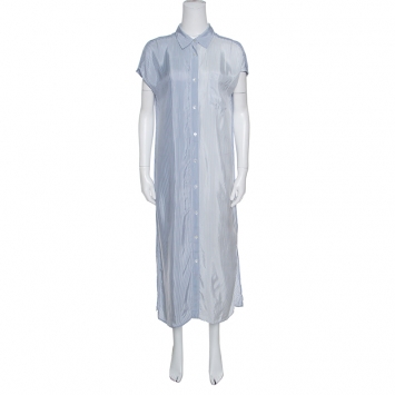 Pre Owned T by Alexander Wang Blue Striped Drop Shoulder Long Shirt Dress S