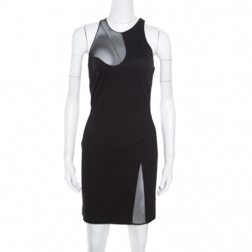 Pre Owned Alexander Wang Black Mesh Insert Bodycon Dress M
