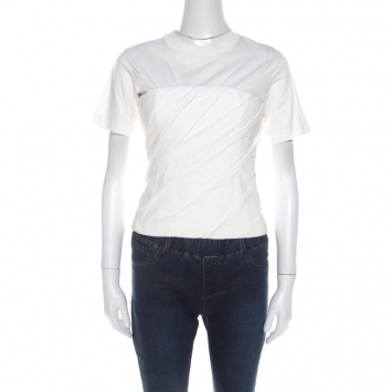 Pre Owned Alexander Wang White Cotton Draped Bustier T Shirt S 