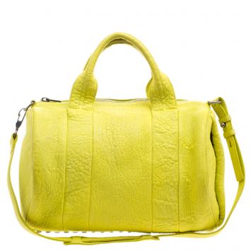 Pre Owned Alexander Wang Yellow Pebbled Leather Rocco Duffel Bag