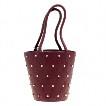 Pre Owned Alexander Wang Burgundy Leather Mini Runway Roxy Studded Bucket Bag