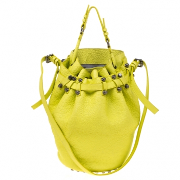 Pre Owned Alexander Wang Lime Green Textured Leather Diego Bucket Bag