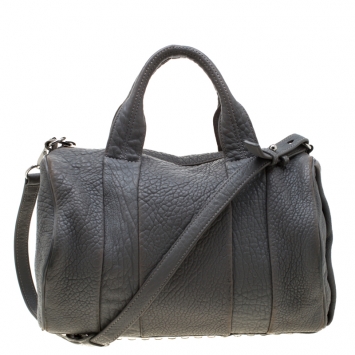 Pre Owned Alexander Wang Grey Pebbled Leather Rocco Duffel Bag