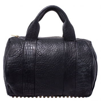 Pre Owned Alexander Wang Black Textured Leather Rocco Duffel Bag
