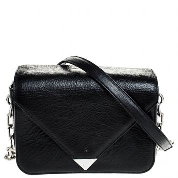 Pre Owned Alexander Wang Black Leather Small Prisma Envelope Crossbody Bag