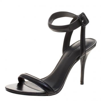 Pre Owned Alexander Wang Black Leather Antonia Ankle Wrap Sandals Size 36