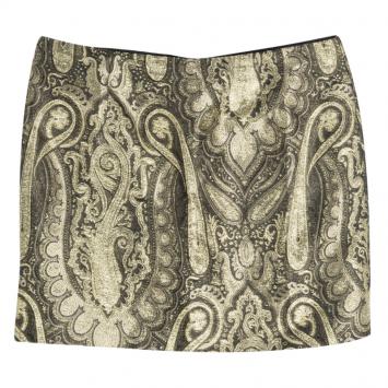 Pre Owned Alice + Olivia Metallic Lurex Paisley Pattern Yolanda Mini Skirt XS